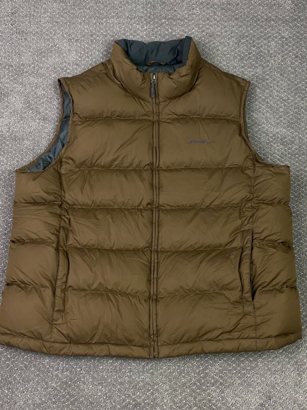 Eddie Bauer EB650 Down Puffer Vest Mens 2XL Brown 650 Fill Hiking Outdoor XXL